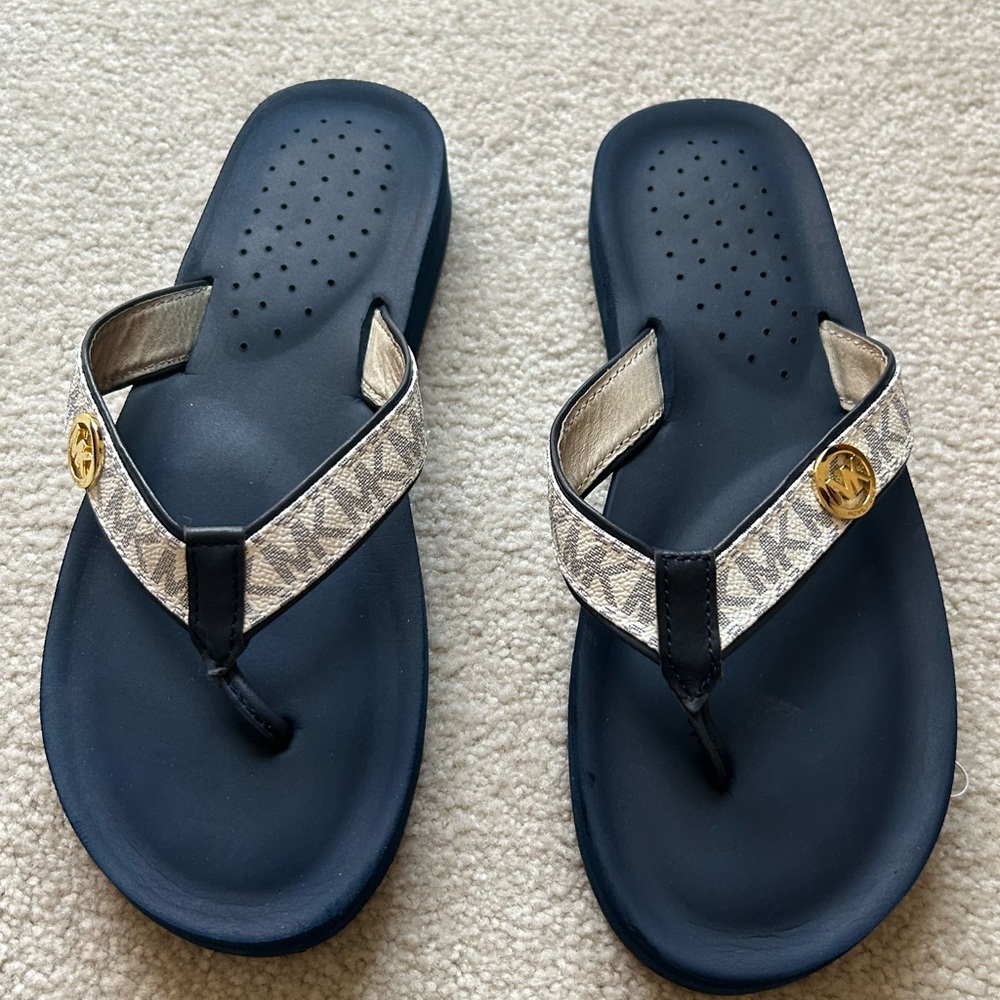 Michael Kors White and Navy Sandals
